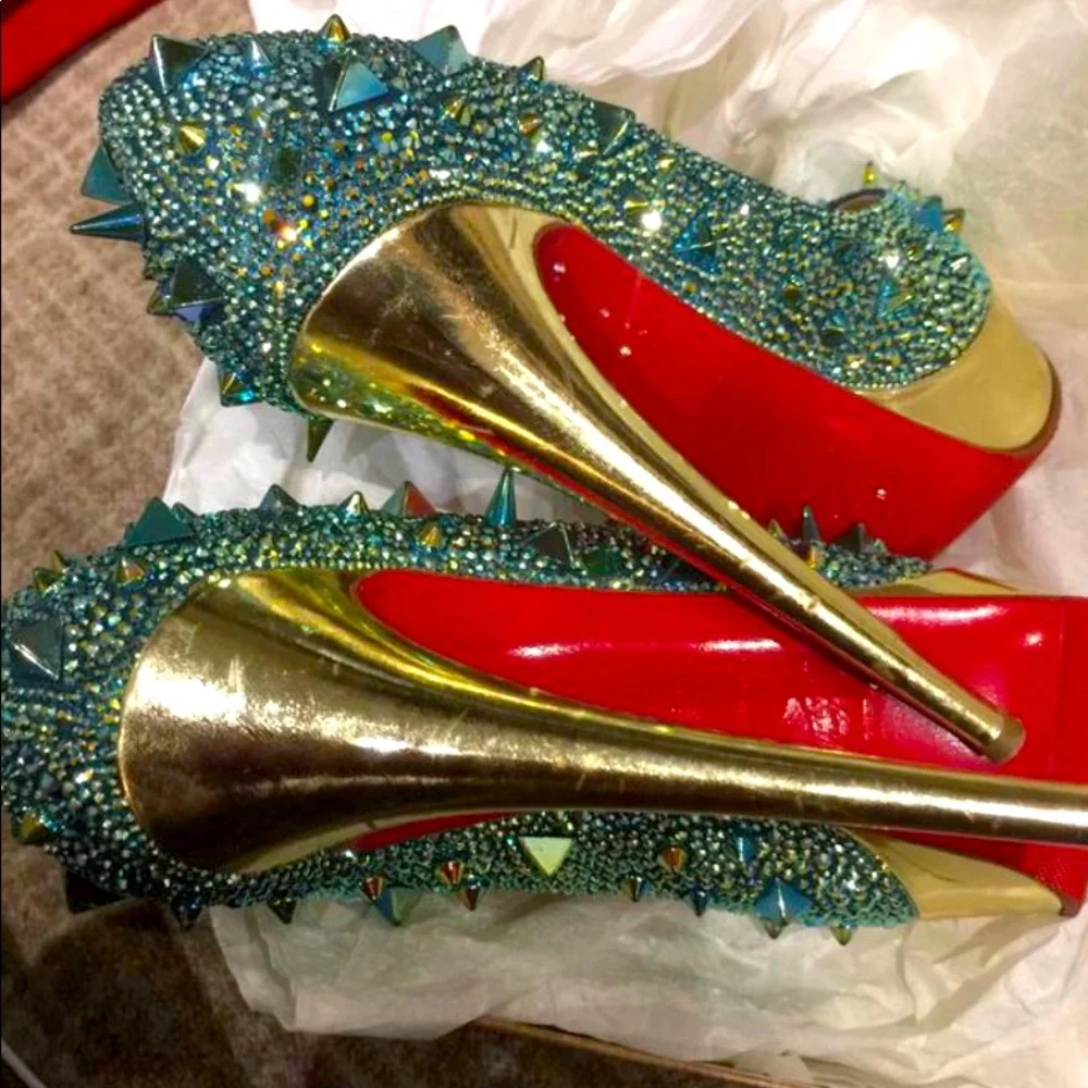 Christian Louboutin Very Mix 150mm Pot Pourri Aqua size 39. - Picture 3 of 12